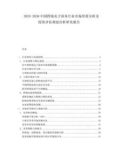 2025-2030中國跨境電子商務行業市場供需分析及投資評估規劃分析研究報告