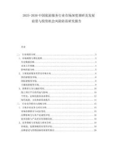 2025-2030中國旅游服務行業(yè)市場深度調研及發(fā)展前景與投資機會風險防范研究報告