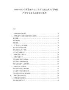 2025-2030中國金融科技行業(yè)區(qū)塊鏈技術(shù)應(yīng)用與資產(chǎn)數(shù)字化發(fā)展戰(zhàn)略建議報(bào)告