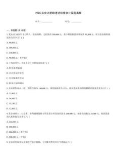 2025年會計職稱考試初級會計實務真題