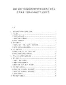 2025-2030中國煤炭清潔利用行業(yè)供需態(tài)勢調(diào)研及投資煤化工發(fā)展競爭格局優(yōu)化規(guī)劃研究