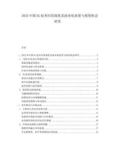 2025中國5G技術應用現狀及商業化前景與投資機會研究