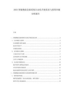 2025智能物流倉儲系統(tǒng)自動化升級需求與投資回報分析報告