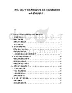 2025-2030中國煤炭能源行業(yè)市場供需現(xiàn)狀政策影響分析評估報告