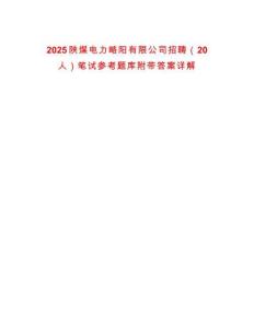 2025陜煤電力略陽有限公司招聘（20人）筆試參考題庫附帶答案詳解版
