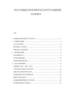 2025區(qū)塊鏈技術(shù)商業(yè)化路徑及行業(yè)應(yīng)用與投融資模式分析報(bào)告