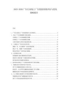 2025-2030廣告行業(yè)線上廣告投放效果評(píng)估與優(yōu)化策略報(bào)告