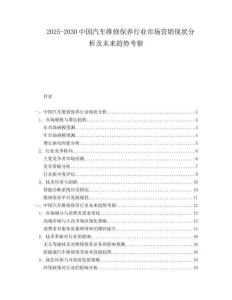 2025-2030中國(guó)汽車維修保養(yǎng)行業(yè)市場(chǎng)營(yíng)銷現(xiàn)狀分析及未來(lái)趨勢(shì)考察