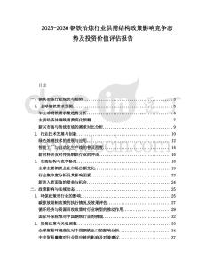 2025-2030鋼鐵冶煉行業(yè)供需結(jié)構政策影響競爭態(tài)勢及投資價值評估報告