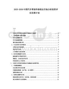 2025-2030中國(guó)汽車(chē)零部件修理業(yè)市場(chǎng)分析投資評(píng)估發(fā)展計(jì)劃