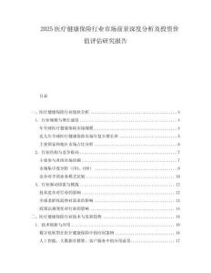 2025醫(yī)療健康保險(xiǎn)行業(yè)市場(chǎng)前景深度分析及投資價(jià)值評(píng)估研究報(bào)告