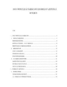 2025網(wǎng)絡(luò)信息安全威脅分析及防御技術(shù)與投資熱點(diǎn)研究報(bào)告