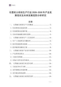 石墨耐火磚塊生產(chǎn)行業(yè)2026-2030年產(chǎn)業(yè)發(fā)展現(xiàn)狀及未來發(fā)展趨勢分析研究