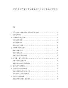 2025中國汽車后市場(chǎng)服務(wù)模式與增長潛力研究報(bào)告
