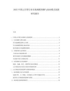 2025中國(guó)云計(jì)算行業(yè)市場(chǎng)規(guī)模預(yù)測(cè)與商業(yè)模式創(chuàng)新研究報(bào)告