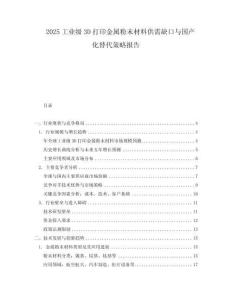 2025工業(yè)級(jí)3D打印金屬粉末材料供需缺口與國(guó)產(chǎn)化替代策略報(bào)告