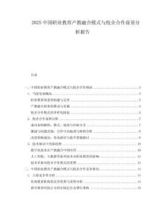 2025中國職業(yè)教育產(chǎn)教融合模式與校企合作前景分析報告