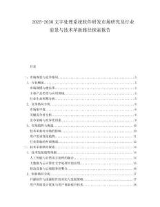 2025-2030文字處理系統(tǒng)軟件研發(fā)市場(chǎng)研究及行業(yè)前景與技術(shù)革新路徑探索報(bào)告