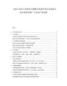 2025-2030文史研究古籍數(shù)字化保護項目及傳統(tǒng)文化傳承教育推廣與文化產(chǎn)業(yè)發(fā)展