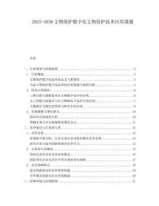 2025-2030文物保護(hù)數(shù)字化文物保護(hù)技術(shù)應(yīng)用課題