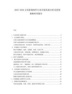 2025-2030文化影視制作行業(yè)市場發(fā)展分析及投資策略研究報告
