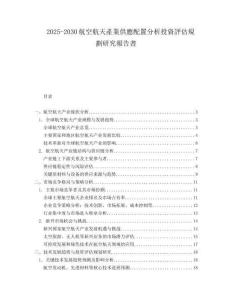 2025-2030航空航天產業供應配置分析投資評估規劃研究報告書