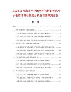 2026及未來5年中國水平可拆卸干式冷水表市場現(xiàn)狀數(shù)據(jù)分析及前景預測報告