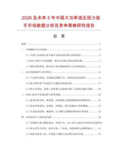 2026及未來5年中國大功率液壓扭力扳手市場數(shù)據(jù)分析及競爭策略研究報告
