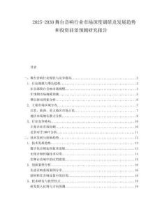 2025-2030舞臺音響行業(yè)市場深度調(diào)研及發(fā)展趨勢和投資前景預(yù)測研究報告