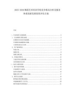 2025-2030舞蹈藝術(shù)培訓(xùn)學(xué)校競(jìng)爭(zhēng)格局分析及服務(wù)體系創(chuàng)新發(fā)展投資評(píng)估方案