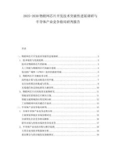 2025-2030物聯(lián)網(wǎng)芯片開發(fā)技術(shù)突破性進(jìn)展調(diào)研與半導(dǎo)體產(chǎn)業(yè)競(jìng)爭(zhēng)格局研判報(bào)告
