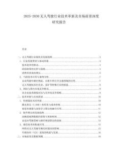 2025-2030無(wú)人駕駛行業(yè)技術(shù)革新及市場(chǎng)前景深度研究報(bào)告