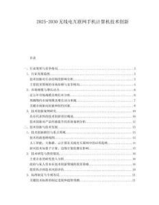 2025-2030無(wú)線電互聯(lián)網(wǎng)手機(jī)計(jì)算機(jī)技術(shù)創(chuàng)新