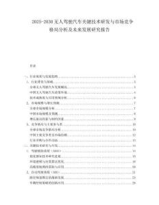2025-2030無人駕駛汽車關鍵技術研發與市場競爭格局分析及未來發展研究報告