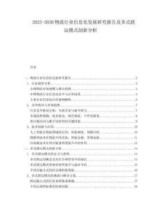 2025-2030物流行業(yè)信息化發(fā)展研究報告及多式聯運模式創(chuàng)新分析