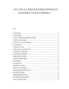 2025-2030無人駕駛技術(shù)研發(fā)領(lǐng)域市場環(huán)境評估及技術(shù)創(chuàng)新路徑與商業(yè)化應(yīng)用策略報告