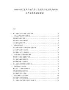 2025-2030無(wú)人駕駛汽車(chē)行業(yè)規(guī)范深度研究與未來(lái)無(wú)人交通新戰(zhàn)略策劃