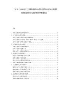 2025-2030西北交通運輸行業(yè)技術(shù)進步競爭態(tài)勢投資機遇政策支持規(guī)劃分析報告