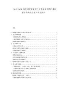 2025-2030物聯(lián)網(wǎng)智能家居行業(yè)市場(chǎng)全景解析及創(chuàng)新方向和商業(yè)布局前景報(bào)告