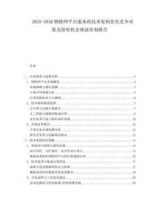 2025-2030物聯(lián)網(wǎng)平臺(tái)服務(wù)商技術(shù)架構(gòu)優(yōu)化競(jìng)爭(zhēng)對(duì)策及投資機(jī)會(huì)規(guī)劃咨詢報(bào)告