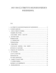 2025-2030無人駕駛汽車行業(yè)技術(shù)商用市場需求分析投資展望研究