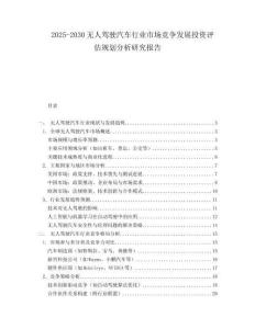 2025-2030無人駕駛汽車行業(yè)市場(chǎng)競(jìng)爭(zhēng)發(fā)展投資評(píng)估規(guī)劃分析研究報(bào)告