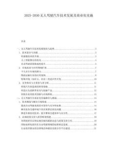 2025-2030無人駕駛汽車技術(shù)發(fā)展及商業(yè)化實(shí)施