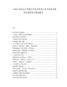 2025-2030無人駕駛汽車技術(shù)研發(fā)行業(yè)市場(chǎng)競(jìng)爭(zhēng)調(diào)研及投資布局規(guī)劃報(bào)告