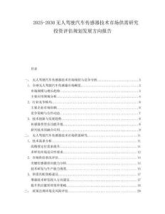 2025-2030無人駕駛汽車傳感器技術市場供需研究投資評估規(guī)劃發(fā)展方向報告