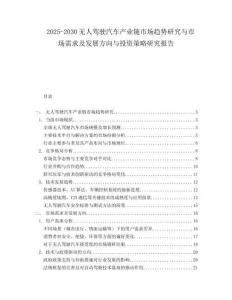 2025-2030無人駕駛汽車產(chǎn)業(yè)鏈市場趨勢研究與市場需求及發(fā)展方向與投資策略研究報告