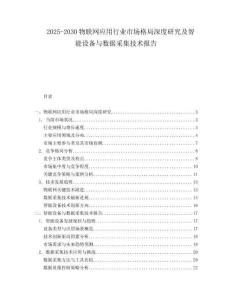 2025-2030物聯(lián)網(wǎng)應(yīng)用行業(yè)市場(chǎng)格局深度研究及智能設(shè)備與數(shù)據(jù)采集技術(shù)報(bào)告