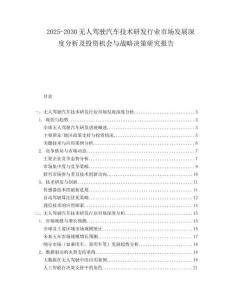 2025-2030無(wú)人駕駛汽車技術(shù)研發(fā)行業(yè)市場(chǎng)發(fā)展深度分析及投資機(jī)會(huì)與戰(zhàn)略決策研究報(bào)告