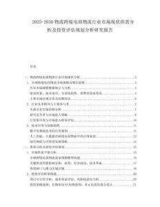 2025-2030物流跨境電商物流行業(yè)市場現(xiàn)狀供需分析及投資評估規(guī)劃分析研究報告