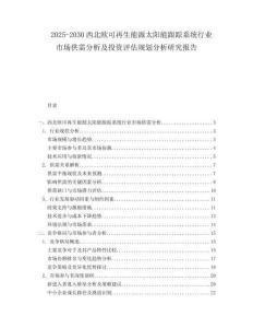 2025-2030西北歐可再生能源太陽能跟蹤系統(tǒng)行業(yè)市場供需分析及投資評估規(guī)劃分析研究報告